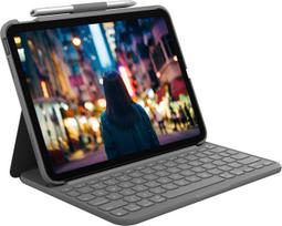Logitech Slim Folio - Tastatur und Foliohülle - kabellos - Bluetooth LE - AZERTY - Französisch - Oxford Gray - für Apple 10.9-inch iPad (10. Generation) | 920-011425 | 5099206107441