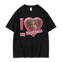 I Love My Boyfriend Leon S Kennedy Graphic T-shirt Women's Harajuku Cool Fashion T-shirt - Men's Summer Cotton Graphic Tee S įvairiaspalvis