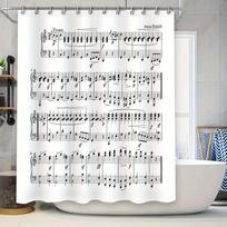 Muzikinė Dušo Užuolaida Vintažinis Natų Dekoras Vonios Užuolaida Vandeniui Atspari Klasikinio Muzikanto Dovana Fonas W60H190(CM)-1 Pcs