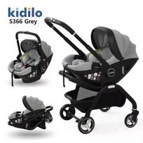 3-in-1 Kūdikio vežimėlis, sulankstomas, prabangus, su lopšiu ir automobiline kėdute, naujagimio komfortas, kompaktiškas ir daugiafunkcionalus pilka