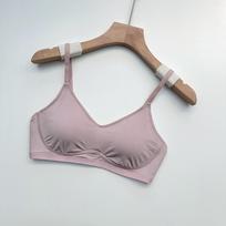 Silky Double-Sided Knitted Mulberry Silk Seamless Sports Bra for Women L (55-63 kg) pilkai rožinė spalva