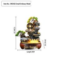 Feng Shui Wealth Water Fountain with Silk Flowers - Good Luck Tabletop Ornament for Prosperity