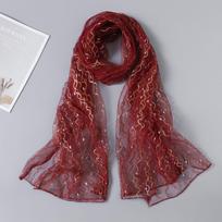 Glitter Women Fashion Yarn Long Scarf Diamond Setting Lace Shawl Summer Breathable Bandana For Women Elegant  Muslim Hijab gray