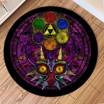 Zelda Symbol Round Rug Retro Style Game Room Carpet for Living Room Gaming Decor Zelda Majora’s Mask Rug Gift for Gamer Diameter 40cm