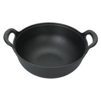 Sustorintas ketaus Yuanbao dviejų rankenų troškinimo ir kepimo puodas: Neužsikimšantis, nepadengtas, plokščiadugnis wok namų gaminimui 23CM Diameter