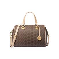 Michael Kors MK Grayson logotipas Užsegimas užtrauktuku Pečių rankinė per kūną Vidutinė Moteriškos rankinės Tamsiai ruda 30R4GGYS6B-BROWN Basic Set (Bag+Dust Bag)