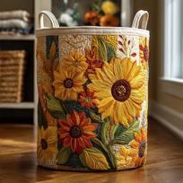 Boho Dygsniuotas Skalbinių Krepšys Gėlėtas Audinys 14×18 colių Drabužių Laikymo Kibiras su Rankenomis Minkštas Laikymo Krepšys Drabužiams ir Žaislams