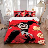 3pcs Harley Quinn, Clown Bedding Set, Soft Polyester Duvet Cover and Pillowcases Machine Washable Seasons all suitable & Guest Room Decor255 135x200cm