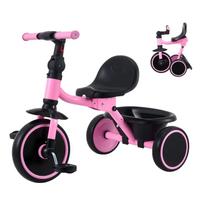 Toddler Tricycle for 2-5 Year Old, Folding Kids Trike with Adjustable Seat, Storage, Carbon Steel Frame, Handlebar Grips for Outdoor Play, Tricycle