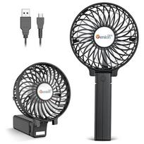 VersionTech Nešiojamas ventiliatorius - Įkraunamas per USB, 3 greičių, 6 mentės, Sulankstomas 180°, Nešiojamas kelionėms, namams ir biurui, Su kabliuku