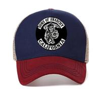 SAMCRO Beisbolo kepuraitė SOA Anarchijos Sūnūs Kaukolės spaudinys Atsitiktinė Snapback kepuraitė Madinga Aukštos kokybės Lenktynių Motociklo Sportinė kepuraitė 56-61cm raudona