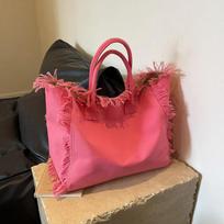 Letter Canvas Bag Bag Women's Shoulder Bag Tote Bag Women's Shopping Bag one size rožinė