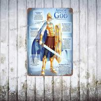 Dievo šarvų metalinis dekoro plakatas, senovinis skardinis ženklas, metalinis ženklas, dekoratyvinė lentelė, skirta baro baro „Man Cave Club“ sienų dekoravimui 20x30cm（7.8x11.8inch）