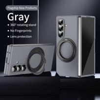 For Samsung Galaxy Z Fold 7 6 5 4 3 Case Magnetic Holder Ring Magsafe Wireless Charge Case For Galaxy Fold7 Full Screen Cover Galaxy Z Fold7 pilka spalva