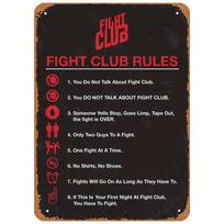 1 vnt., Filmo plakatas Retro metalinė lentelė Fight Club Taisyklės Sienos meno dekoras Skardinė lentelė-(8 col.*12 col./20 cm*30 cm) 20x30cm（7.8x11.8inch）