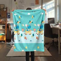 Labubu plakatas Spausdinta flanelinė antklodė, Aukštos kokybės, Patogi visiems sezonams, Namų dekoras, Šiluma ir komfortas, Puiki Kalėdų dovanoms 80cm x 120cm