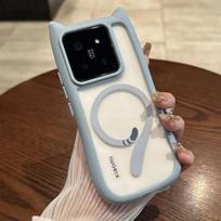 Magnetinis Magsafe Mielas Katės Ausies Skaidrus Dėklas Skirtas Xiaomi 15 Ultra 14 Pro 14 Redmi Note 13 5G Kietas Atsparus Smūgiams Belaidžio Įkrovimo Dangtelis Redmi Note13 5G white
