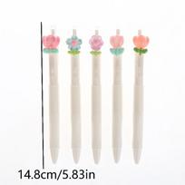 New 5/10Pcs Sweet Tulip Flower Gel Pens Quick-Dry Ballpoint Pens 0.5mm Black Ink Pen Office School Stationery Supplies