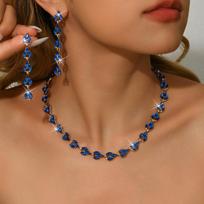 Cross border new hot selling Korean style fashionable earrings, necklace, bracelet set, bride's wedding dress, dinner party