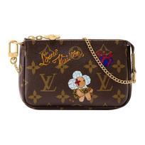 Louis Vuitton Pochette Accessoires Monogram dengto drobės mini peties rankinė Moteriška peties rankinė Ruda M15328 Basic Set (Bag+Dust Bag)