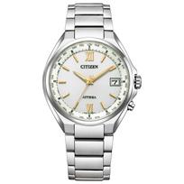 Citizen Attesa Sidabrinis CB1120-50C Vyriškas laikrodis, Radijo bangomis valdomas saulės energija, Vandeniui atsparus, Baltas,