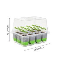 pots 12-cell Seedling Starter Tray Indoor Garden Greenhouse Growth Potting with Cover Adjustable Humidity Germination Box žalia