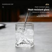 2Pcs Mountain Glass Transparent Glass Cup Coffee Milk Wine Mug Juice Water Cup Kitchen Bar Drinkware Supplies 2pcs