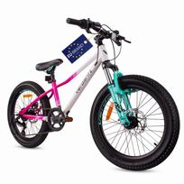 Vaikiškas dviratis 20 colių Mergaitei MTB Shimano 6 pavaros Amortizatorius Plačios padangos Verdant Calix Baltas Rožinis