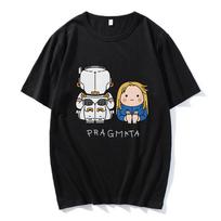 PRAGMATA Hugh & Diana Sėdėjimo Marškinėliai Vasariniai Unisex Gatvės Stiliaus Juokingi Animaciniai Grafiniai Spaudiniai Marškinėliai Trumpomis Rankovėmis Medvilniniai Marškinėliai XS juoda