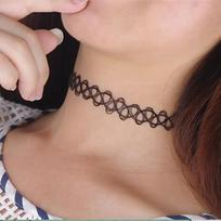 Fashion Women Collares Necklaces Black Retro Henna Vintage Elastic Tattoo Choker Sexy Girl Party Gift Wholesale juoda