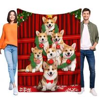 Corgi Family Christmas Blanket Cozy Soft Throw for Holiday Decor Unique Gift for Dog Lovers Warm and Lightweight Sofa Bed Nap Bl 75x90cm