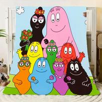 Spalvingas Barbapapų šeimos pledas - Žaismingų, minkštų formų personažų dizainas šeimos glėbiams, jaukus, minkštas mikropluošto pledas 75x90cm