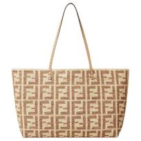 Fendi Roll Nertas Austas Dizainas Šiaudinis Pirkinių Krepšys Per Petį Rankinė Didelė Moteriška tote Smėlio spalvos 8BH425AS3BF17A1 Basic Set (Bag+Dust Bag)