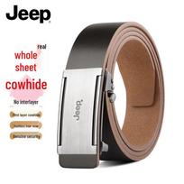JEEP vyriškas tikros odos automatinis diržas su slankikliu 110-115cm (fits up to 34" waist) gilios kavos spalvos