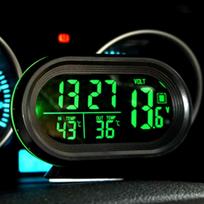 VST-7009V 4 viename skaitmeninis automobilio termometras įtampos matuoklis Šviesos laikrodžio testeris detektorius LCD monitoriaus galinis apšvietimas žalia