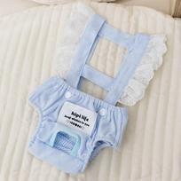Suspenders Style Dog Physiological Pants Adjustable Washable Pet Sanitary Pants Breathable Female Dog Shorts Heat Cycle S mėlyna