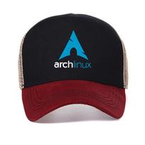 Computer Software Program Engineer Arch Linux logo hat Harajuku Teenager Homme Summer Mesh Breathable Baseball Cap gorra Adjustable raudona