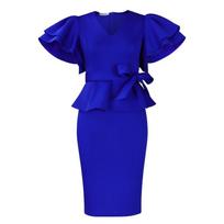 Women's Fashion Elegant Ruffle Slim Fit Dress Women's Dress African Dress S mėlyna