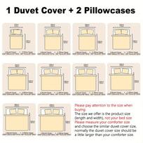 3pcs Foggy Mountain Valley, Lush Forest, Sunny Sky Printed Bedding - Includes 1 Quilt Cover and 2 Pillow Cover (without Filler) 135x200cm
