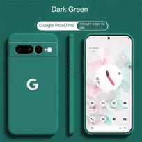Ultra Slim Liquid Silicone Phone Case for Google Pixel 10 9 Pro XL 8 7 6 A Pro Wireless Charging Shockproof Protector Back Cover For Pixel 9A tamsiai žalia spalva