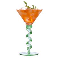 200ML Creative Martini Cocktail Glass Cup Handmade Mixed Wine Goblet Glass Colorful Spring Cup Rod Triangular Smoothie Juice Cup 200ml žalia