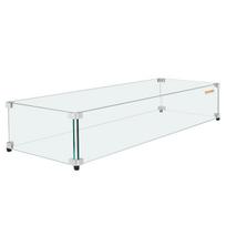 Stiklinis vėjo gaubtas stačiakampio formos židinio stalui 924 x 417 x 191 mm, 8 mm storio ir tvirtas grūdinto stiklo skydas su kietu aliuminio kampiniu laikikliu &