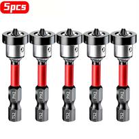 5pcs with Removable Aluminum Collar for Sheetrock Plasterboard Screws Magnetic Drywall Screw Setter Bits PH2 Positioning Bits