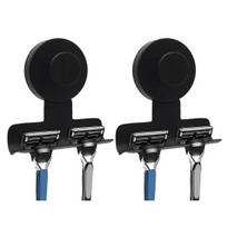 2Pcs Suction Cup Shaver Holder Wall Mounted No Tools Required Stainless Steel Hook Removable Razor And Shaver Organizer for Bathroom Shower 2pcs juoda