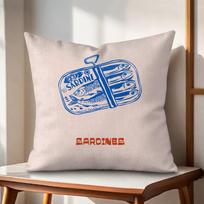 Sardines Art Cushion Cover Natural Linen Organic Fabric DoubleSided Printing Couch Pillow Covers Home Decor 30x30cm