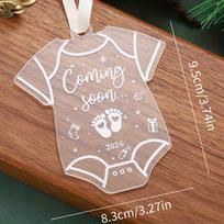 2D Flat,2026 Baby Shower & Pregnancy Announcement Decoration - Transparent Acrylic Hanging Ornament with  Coming Soon Footprints