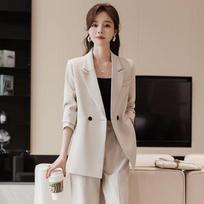 Women's Sports Jacket And Wide Leg Pants Two-piece Suit Casual Commuting Office Attire L abrikosas
