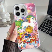 Mielas vaivorykštės B-BriteS dėklas telefonui iPhone 16,15,14,13,12,11,Mini,Pro,SE,MAX Baltas matinis smūgiams atsparus dangtelis iPhone13