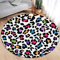 Rudas leopardo rašto apvalus kilimas Madingas gyvūno kailio raštas Moteriai Mergaitei Svetainei Miegamajam Flanelinis grindų kilimėlis Namų dekoratyvinis Diameter 60cm