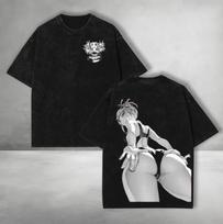 Toga Himiko My Hero Academia T-Shirt for Men Clothing Anime Printed Vintage Washed T-shirt Acid Washed High Quality Soft Tee L